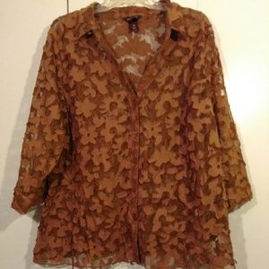 Tan and brown See Through Shirt